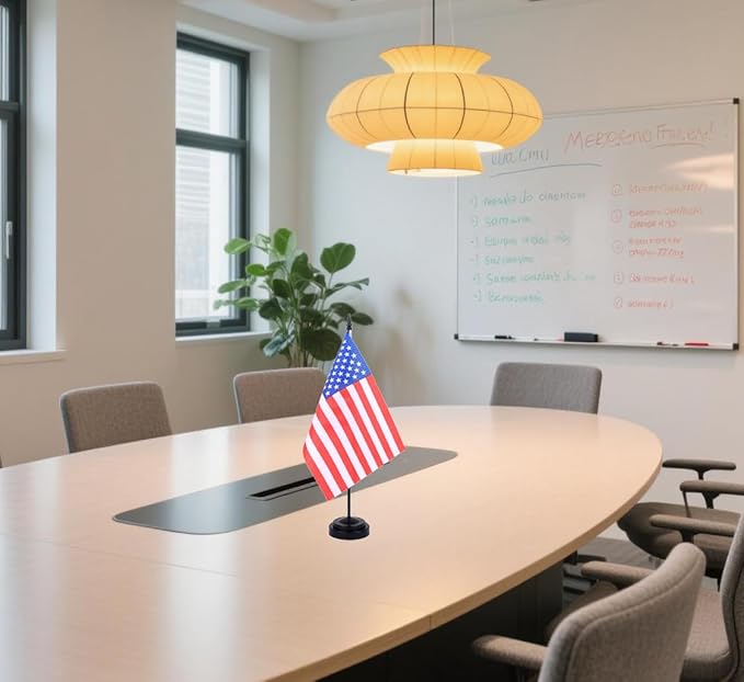 USA Desk Flag 12" Solid Pole Deluxe Set American Flags Banner Mini Small US - Image 6