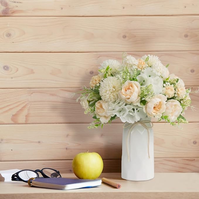 LESING Artificial Peony with Vase Silk Flowers Bouquets Fake Hydrangea Bulks - Image 6