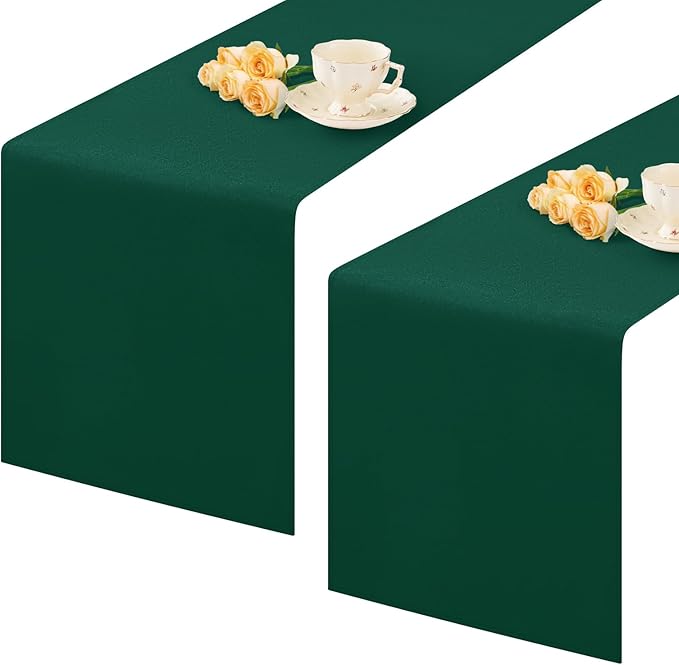 2 Pack Green Table Runner 12 x 90 Inch Solid Color Farmhouse Runners Coffee by mylacerhome