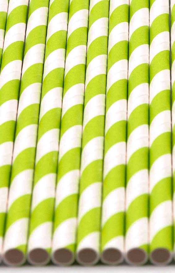 Pack of 300 Green Swirls Biodegradable 4-Ply Paper Drinking Straws - Image 3