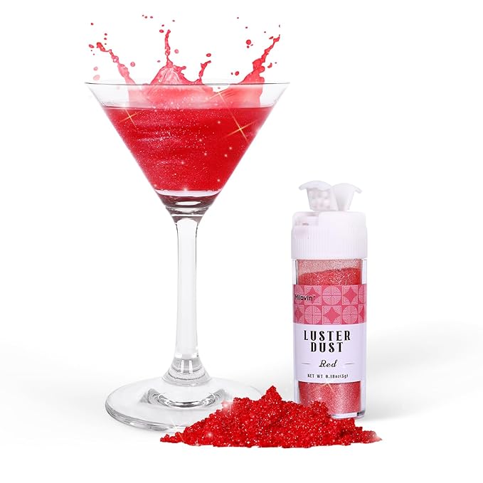 Red Edible Glitter for Drink, 5g Red Luster Dust Edible for Cake Decorating by Milovin