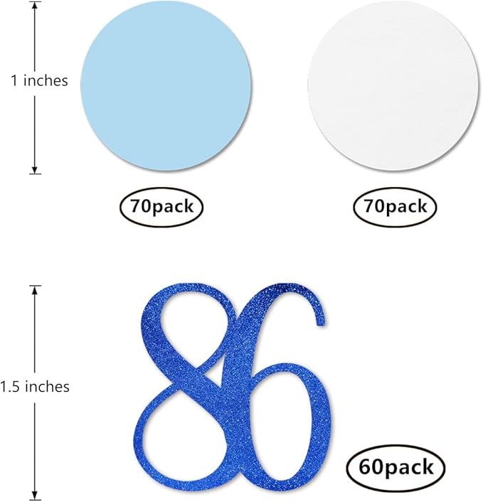 Blue Glitter 86 Confetti, 86th Birthday Number Confetti - Image 2
