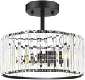 Modern Crystal Ceiling Light, Matte Black Semi Flush Mount Ceiling Lighting by Unknown