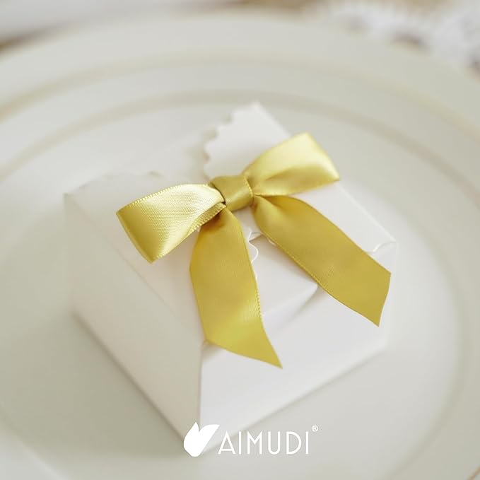 AIMUDI Small Gold Bows for Christmas Tree 2.5" Pretied Gold Bows for Gift - Image 7