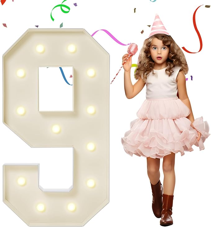 4FT Marquee Numbers, Large Light Up Numbers 9 by eufony