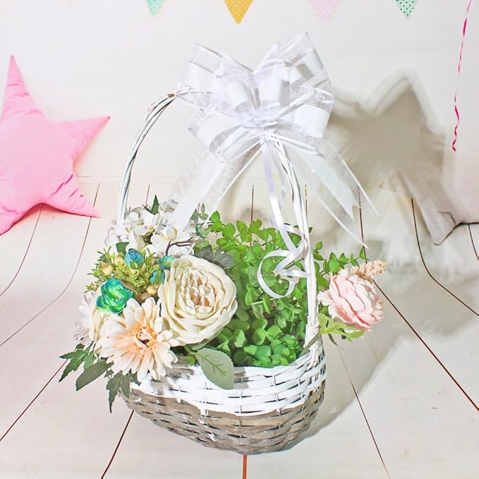 Large White Gift Bow, Valentine's Day, Flower Basket Decor - Image 6