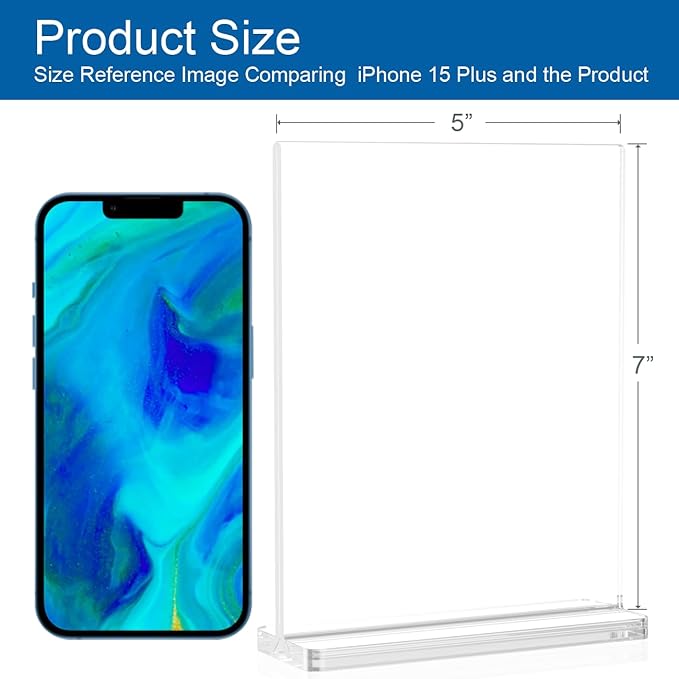 BlueValley Acrylic Sign Holder 5x7 Vertical – 12 Pack Double Sided Clear - Image 2
