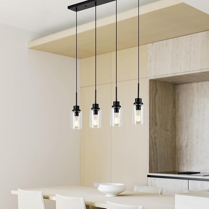 4-Lights Pendant Lighting for Kitchen Island in Black, Ceiling Light Fixtures - Image 5