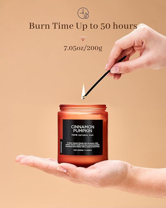 M&SENSE Cinnamon Pumpkin Fall Scented All Natural Soy Wax Candles - Image 4