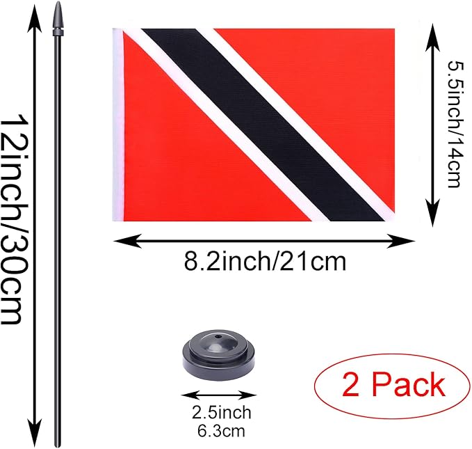 WXTWK 2 Pack Trinidad Flag Trinidad Deluxe Desk Flag Set - Image 2