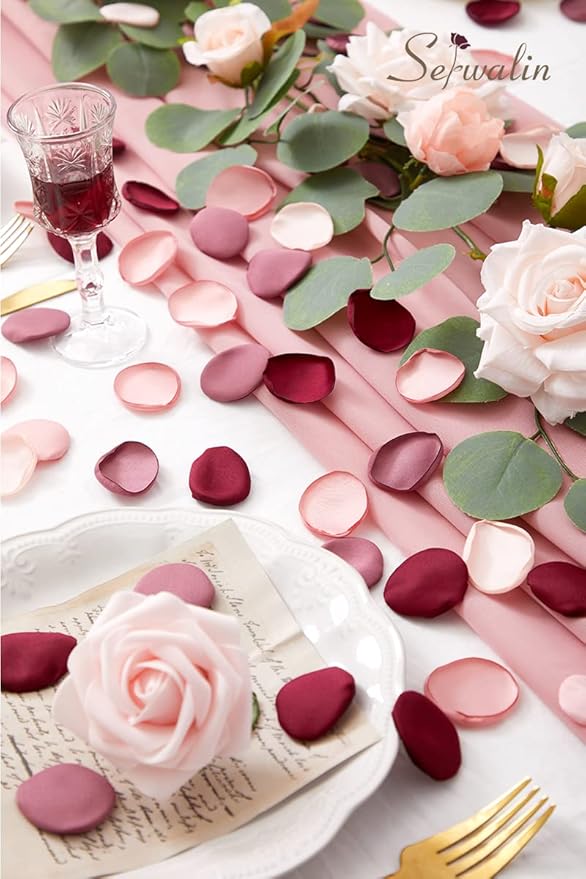 Serwalin 300pcs Silk Rose Petals Artificial Flower Petals - Image 3