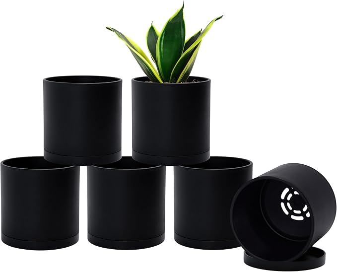 D'vine Dev 6 Pack 4.5 Inch Modern Plastic Plant Pots, Small Garden Planters by DvineDevPlanterPotsandStand