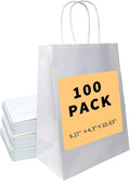 BAG BOX 100 Pack 8.25x4.3x10.6 Inch White Gift Bags by BAGBOX