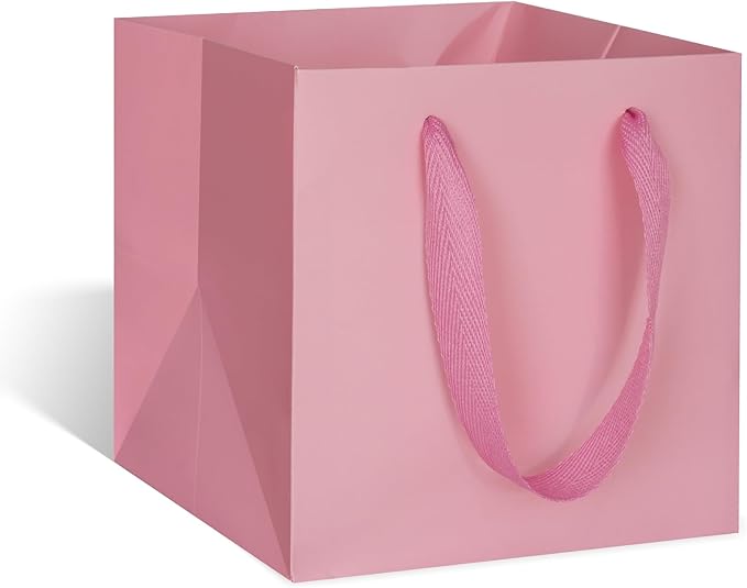 ADIDO EVA Pink Square Gift Bags Medium Size Square Bottom Paper Bags by ADIDOEVA