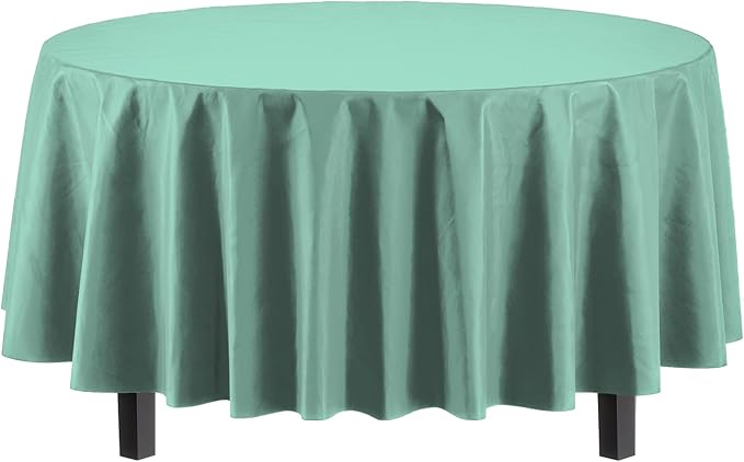 Party Solids Pack Of 12 Premium Plastic Tablecloth 84 Inch Round Table Cover - Image 2