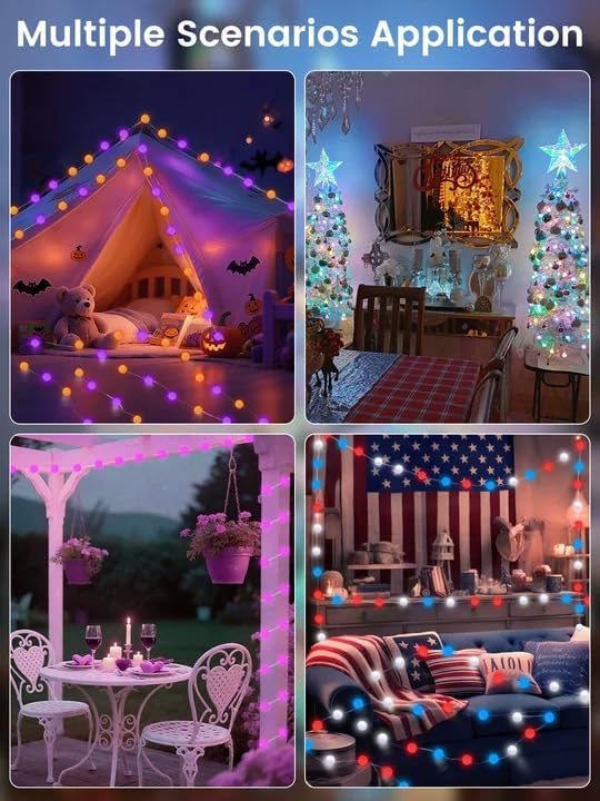 Smart Color Changing Halloween Lights, 33FT 66LED App Control RGB Globe String - Image 3