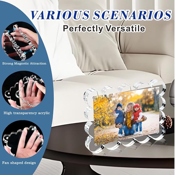 3 Pack 4x6 Inch Magnetic Acrylic Picture Frame, 10+10mm Thick Block, Double - Image 5