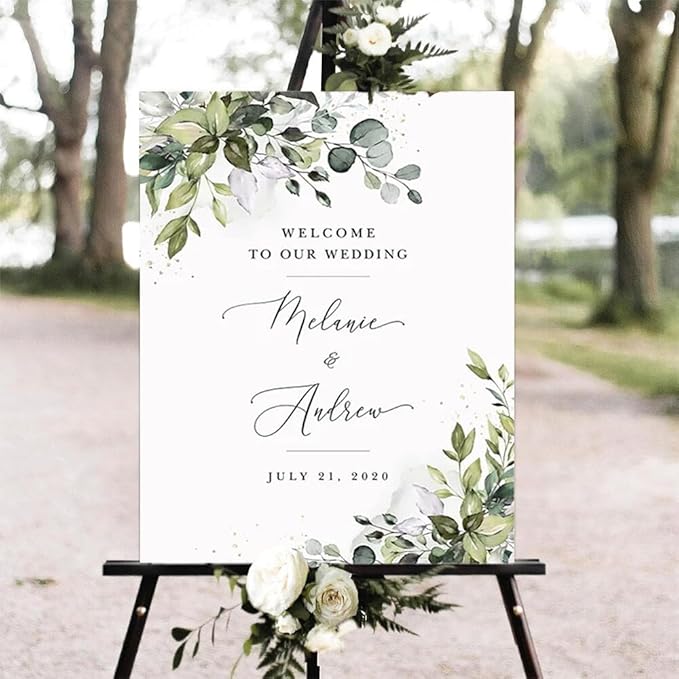 Greenery Wedding Welcome Sign, Eucalyptus Wedding Sign, Botanical Welcome - Image 3