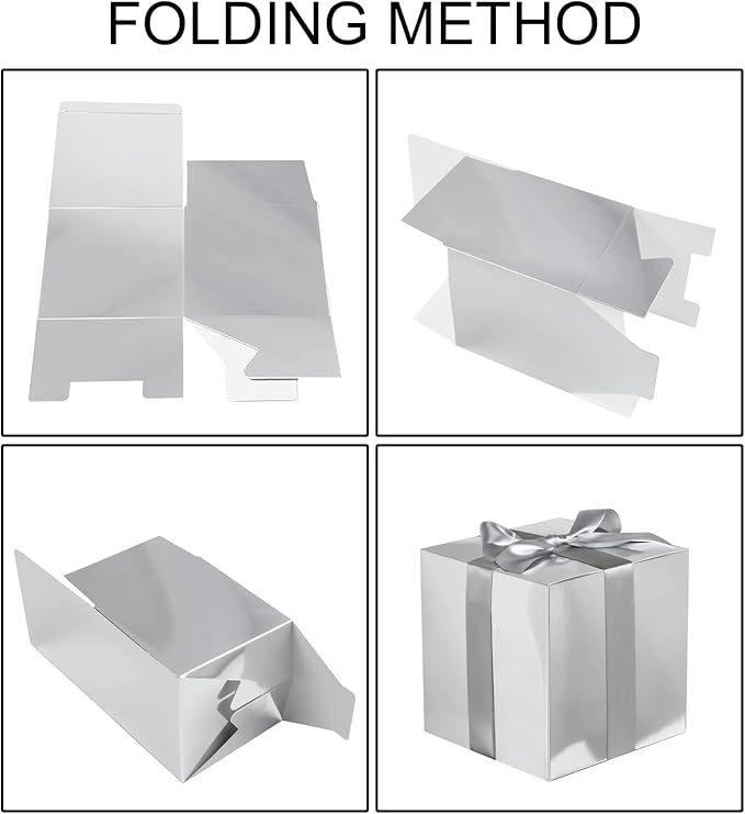 COTOPHER Small Gift Boxes 25 Pack 6x6x6 inches Silver Gift Boxes - Image 6