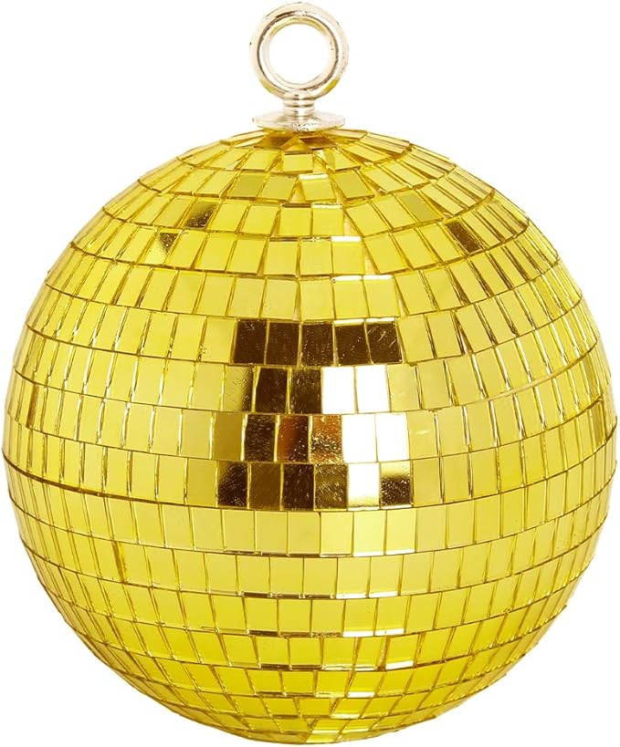 Mirror Disco Ball Decor, 6 inch Stage Mirror Balls Gold Disco Ball Ornaments by Javik