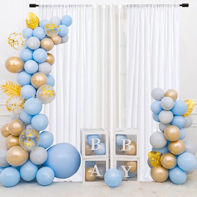 SquarePie Sequin Backdrop Curtain White 2FTx8FT 2 Panels Background - Image 2