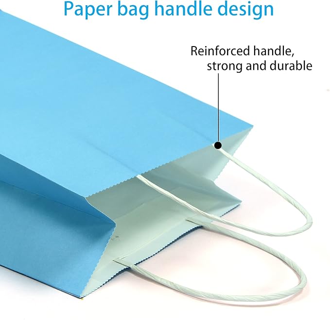 25 PCS Small Gift Bags Blue Kraft Paper Bags - Image 3