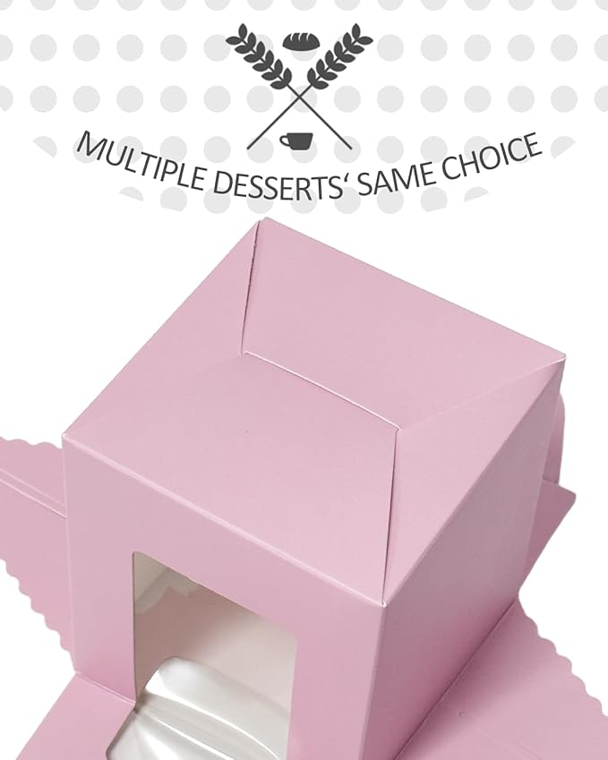 qiqee Lavender Cupcake Boxes Individual Cupcake Holders Disposable 50pcs Single - Image 3