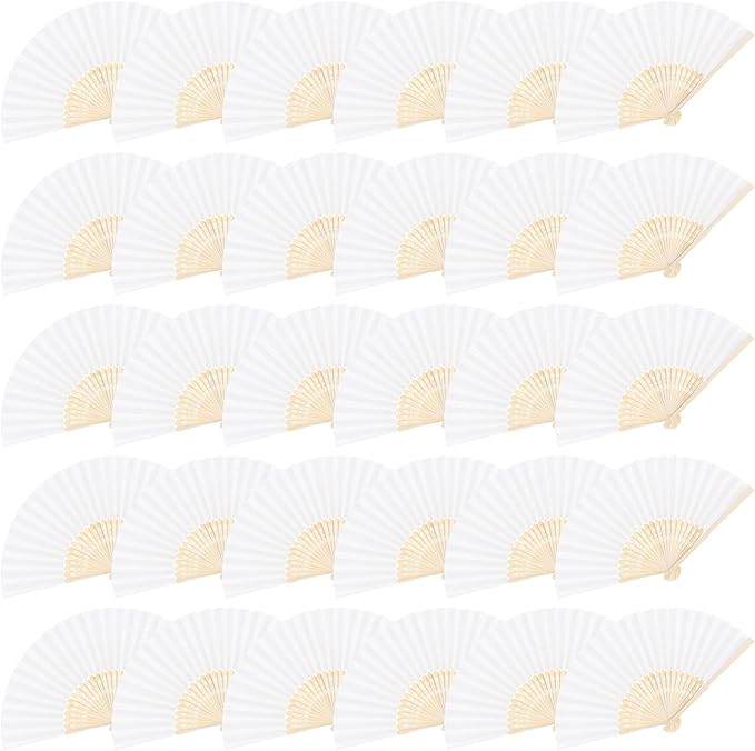 MCEAST 30 Pieces Silk Folding Fans by MCEAST