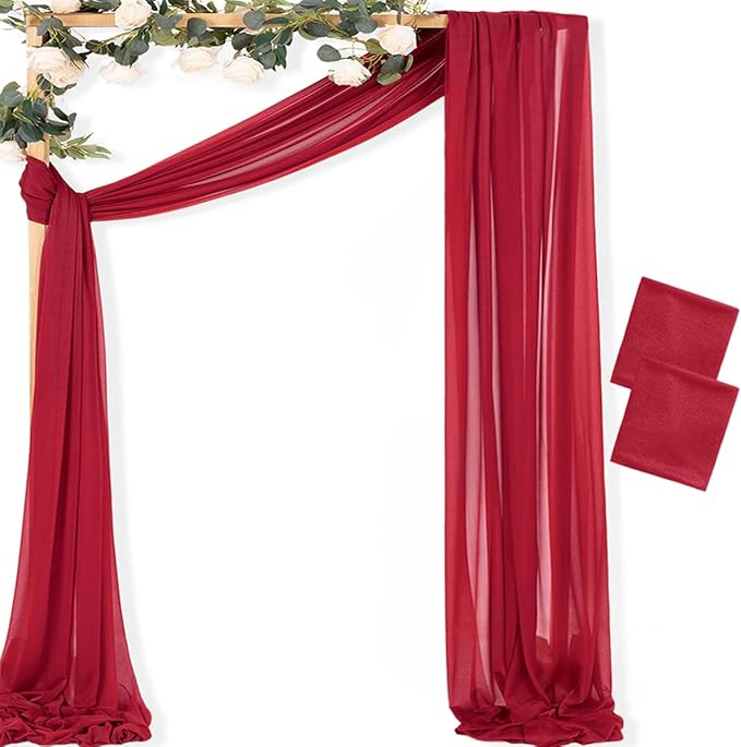 MLMC Red Wedding Arch Draping Fabric 2 Panels 29" x 20 FT Extra Long Gauze by MLMC