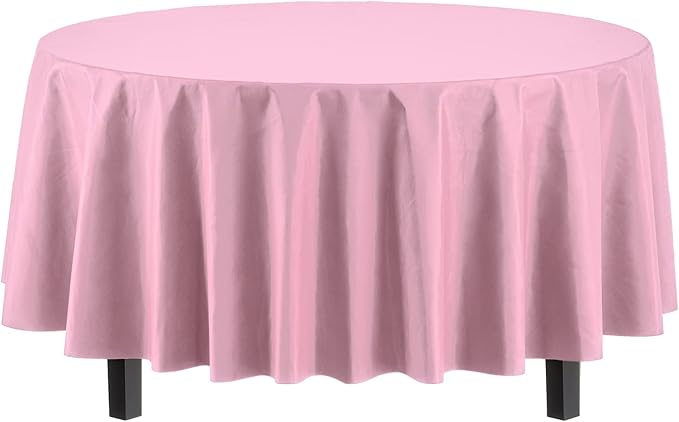 Exquisite 12-Pack Premium Plastic Tablecloth 84in. Round Table Cover - Image 2