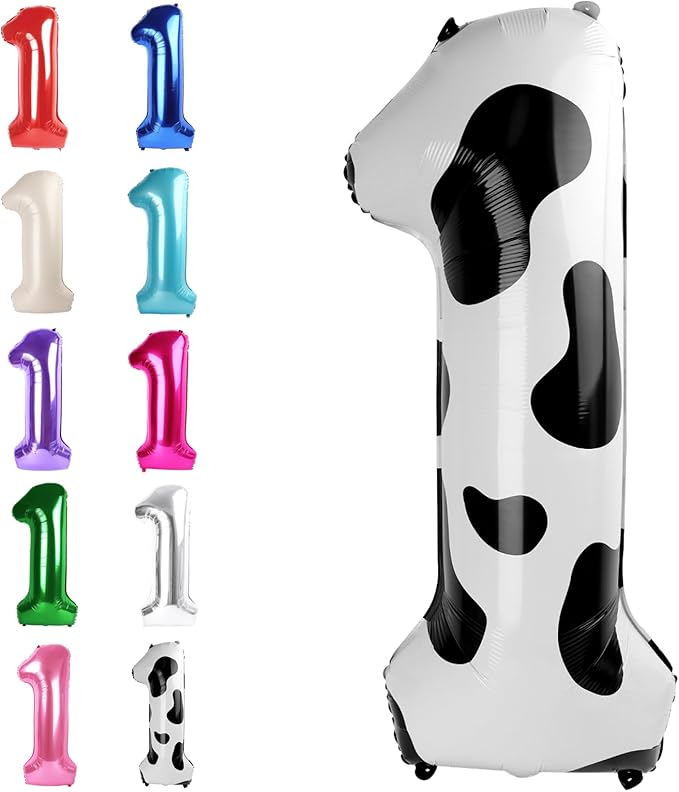 Cow Print Number 1 Balloon 40 inch, Number 1 Birthday Balloon by Upgesy