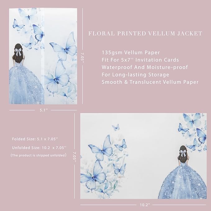 PONATIA 50 PCS Vellum Jackets for 5x7 Invitations - Image 4
