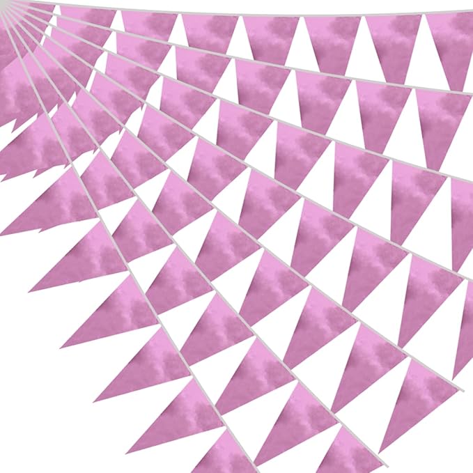 20M/65FT Pink Triangle Pennant Banner Flag Metallic Fabric Bunting Garland by raqieden