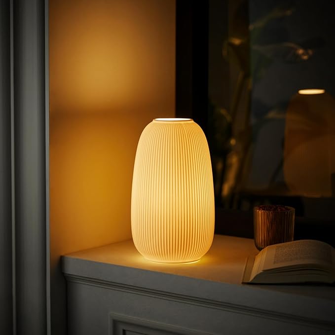 RONDURE 9.5" Modern Ceramic Table Lamp, Modern Bedside Lamps - Image 2