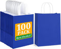BagDream 8x4.25x10.5 Inch 100Pcs Royal Blue Gift Bags Medium Size, Kraft Paper by BagDream