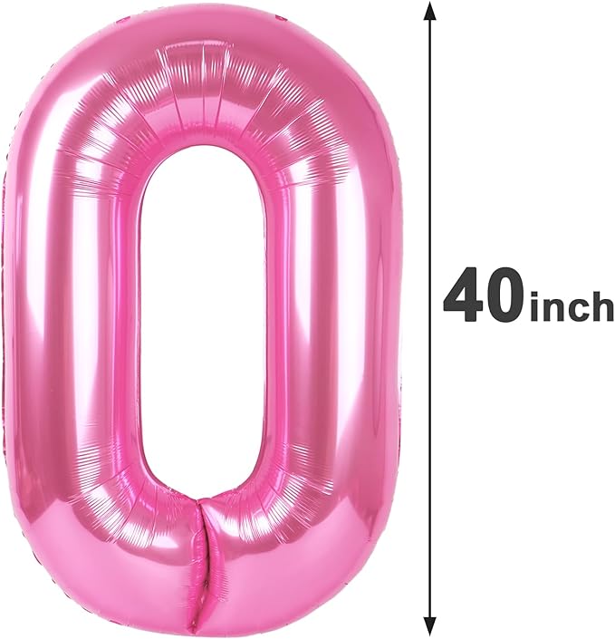 Pink 0 Number Balloon 40 Inch, 0 Decorations - Image 2
