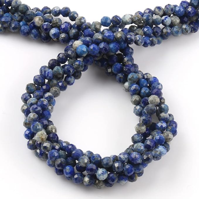 Song Xi 120pcs 3mm Natural Lapis Lazuli Gemstone Beads Faceted Round Loose - Image 2
