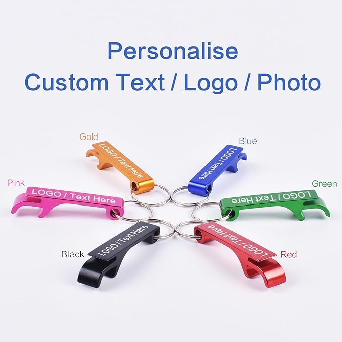 30pcs Personalized Bottle Opener Keychain Bulk, Custom Text/Logo/Photo - Image 3