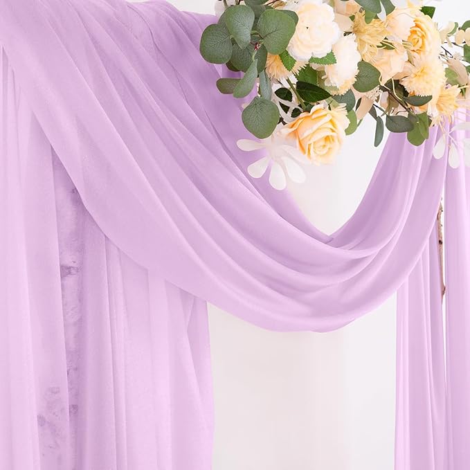 Socomi Lilac Purple Wedding Arch Draping Fabric 29" x 20Ft 4 Panels Sheer - Image 2