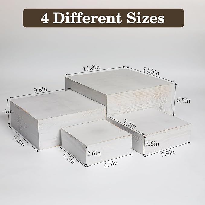 4 Pcs Buffet Risers, Wood Food Riser Dessert Display Stand - Image 2