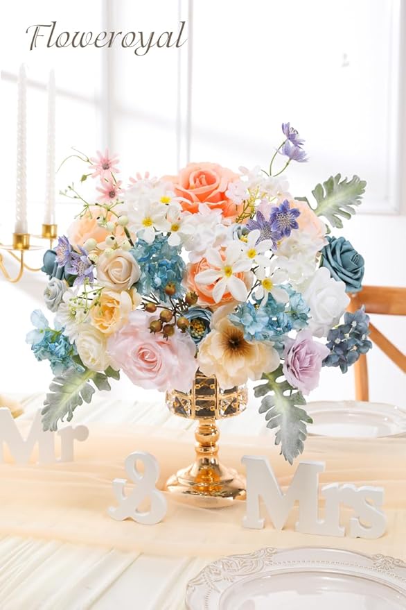 Floweroyal Artificial Flowers Combo Fairy Blue Flowers Mix Silk Flowers Fake - Image 3
