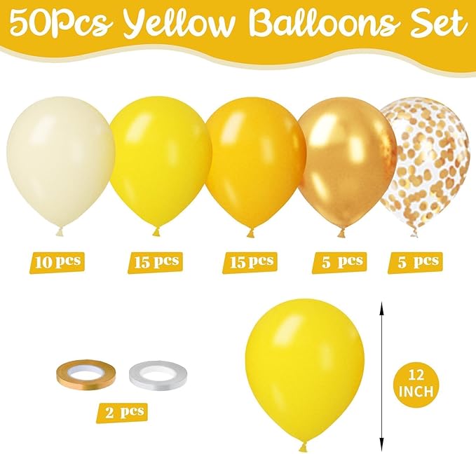 Paready Yellow and Gold Balloon Set - Image 3