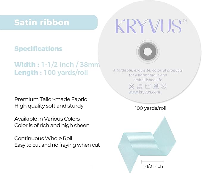 Light Blue Satin Ribbon 1-1/2 inch X Continuous 100 Yards, Single Face - Image 3