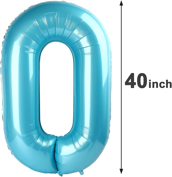 Pearl Blue 0 Number Balloon, Pearl Blue 40 Inch 0 Number Balloons, 0 Decorations - Image 2