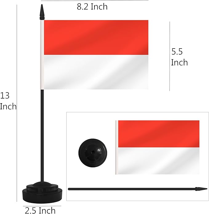2 Pack Indonesia Desk Flag Set, Indonesian Desktop Small Miniature Table Office - Image 2