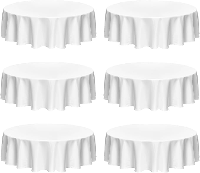 Fitable Faux Linen Round Tablecloths 90 Inch, 6 Pack by Fitable