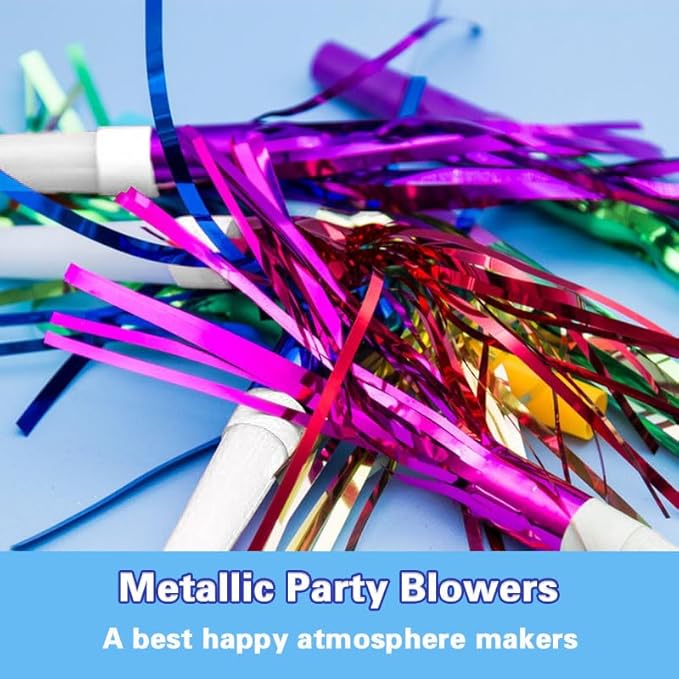 Lovecheer 24/60PCS Glitter Noise Makers Metallic Fringed Party Blowers - Image 5