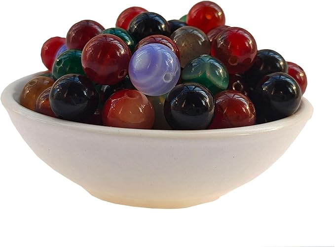 Stone Beads 8mm 100pcs Colorful Agate Beads Round Loose Gemstones Beads by ABOKOY