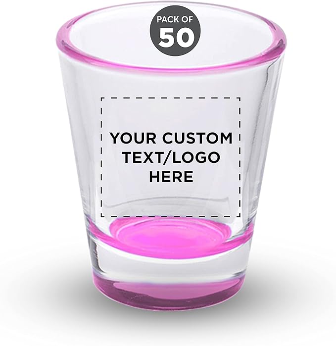 Custom Shot Glasses 1.75 oz. Set of 50, Personalized Bulk Pack by DISCOUNTPROMOS