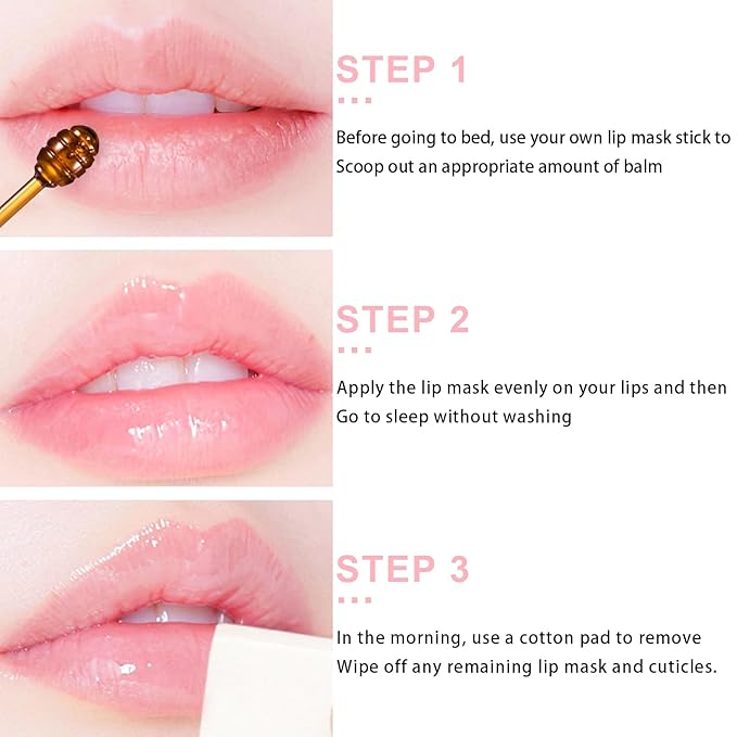 3 PCS Bee Lip Balm Lip Mask Honey Pot, Watermelon & Cherry & Coconut Lip Mask - Image 6
